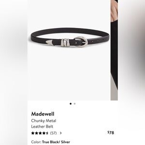 Madewell Chunky Leather Metal Belt - Silver and Black